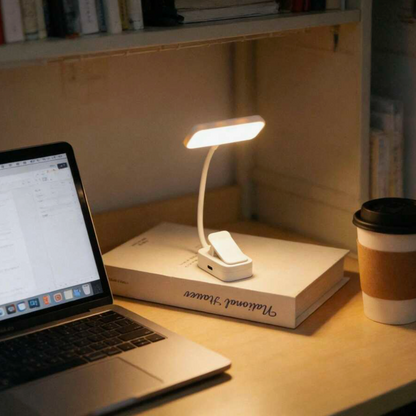 Rechargeable LED Book Light – 3-Colour Dimmable Clip-On Reading Lamp
