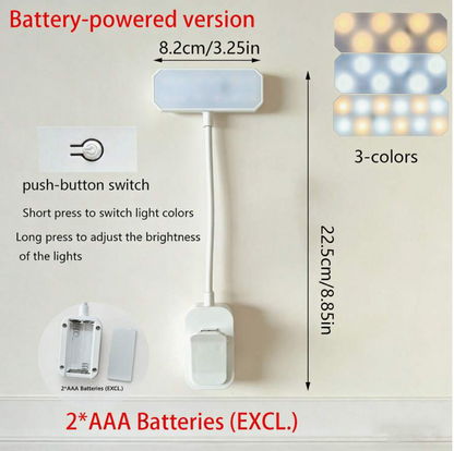 Rechargeable LED Book Light – 3-Colour Dimmable Clip-On Reading Lamp