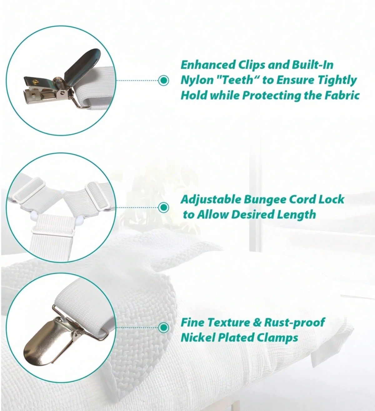 Triangle Quilt Holders – Adjustable Metal Clip Sheet & Quilt Fixing Straps