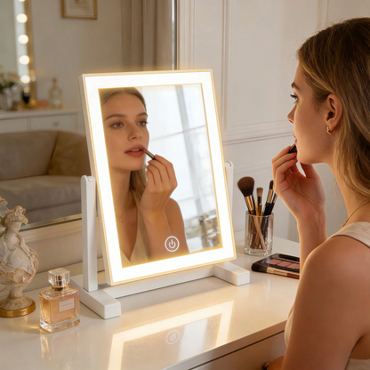3-Colour LED Makeup Mirror – Rechargeable Folding Touch-Control Vanity Mirror