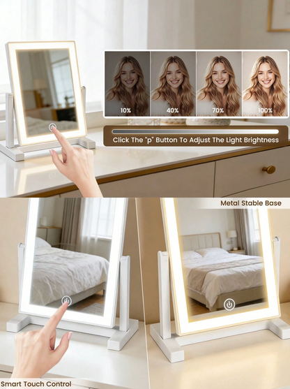 3-Colour LED Makeup Mirror – Rechargeable Folding Touch-Control Vanity Mirror