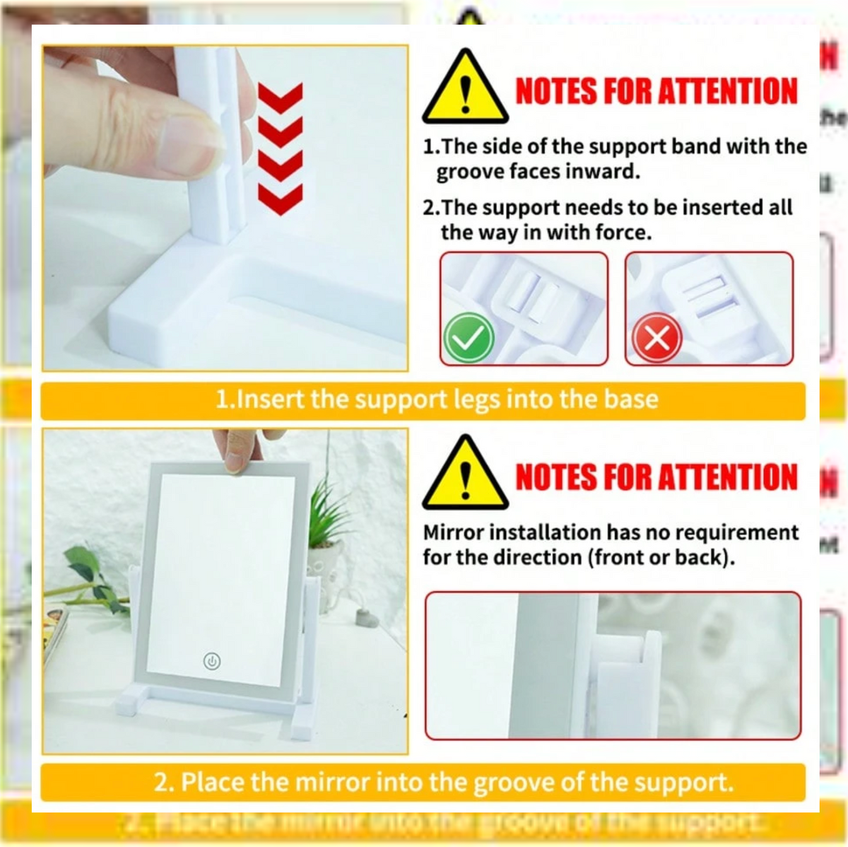 3-Colour LED Makeup Mirror – Rechargeable Folding Touch-Control Vanity Mirror