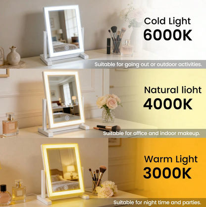 3-Colour LED Makeup Mirror – Rechargeable Folding Touch-Control Vanity Mirror
