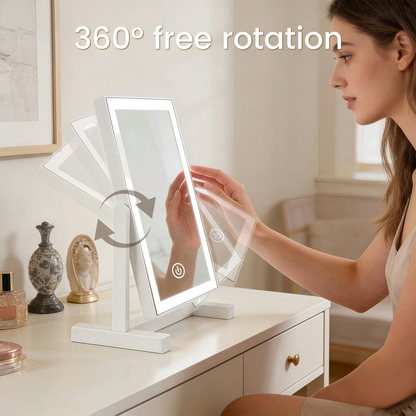 3-Colour LED Makeup Mirror – Rechargeable Folding Touch-Control Vanity Mirror