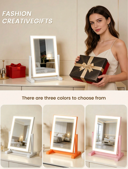 3-Colour LED Makeup Mirror – Rechargeable Folding Touch-Control Vanity Mirror