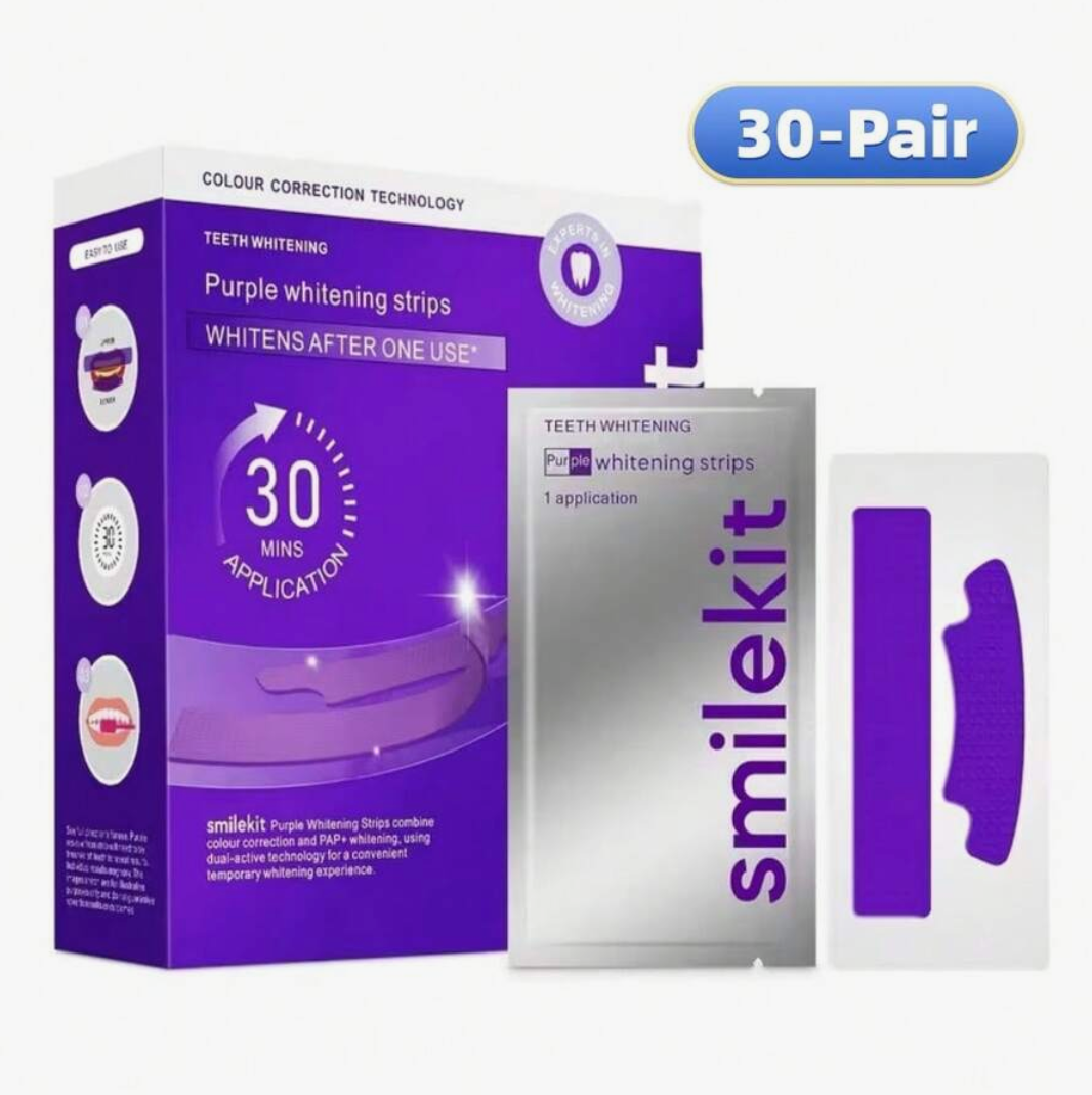 Teeth Whitening Strips – 28-Piece Purple Deep-Cleaning Oral Care Strips