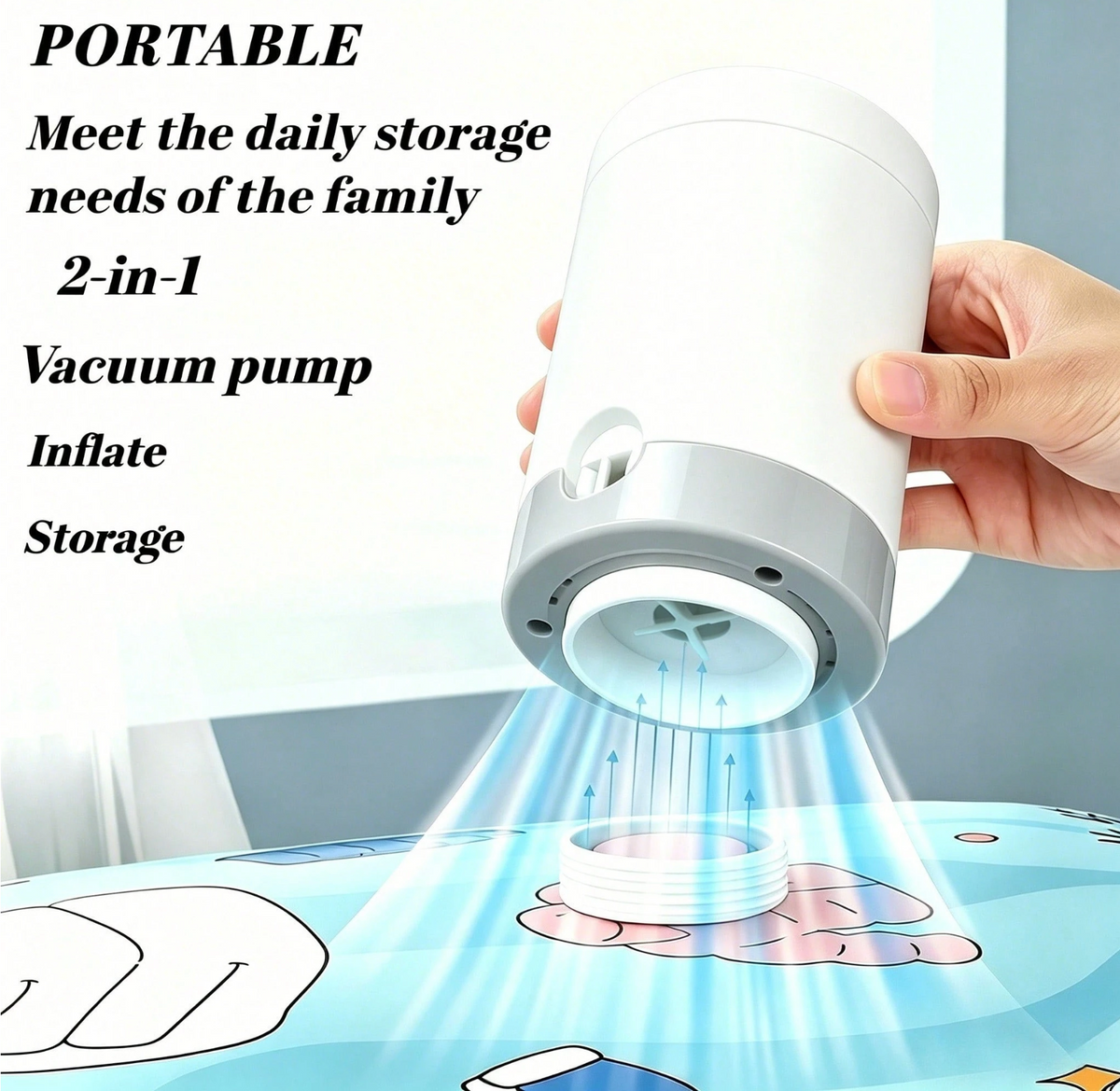 2-in-1 Portable Electric Vacuum & Air Pump – Inflator & Vacuum Storage Pump