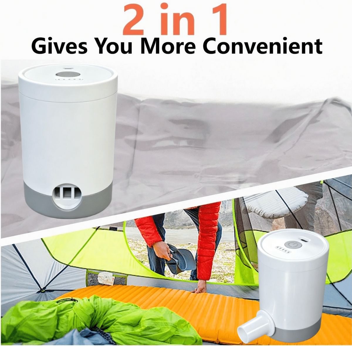 2-in-1 Portable Electric Vacuum & Air Pump – Inflator & Vacuum Storage Pump