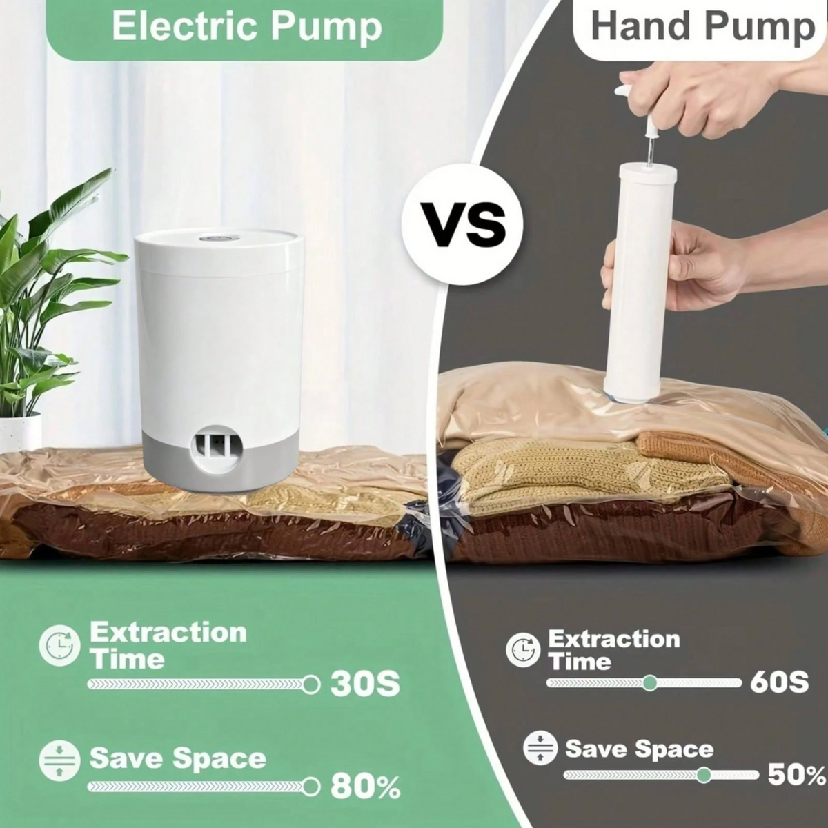 2-in-1 Portable Electric Vacuum & Air Pump – Inflator & Vacuum Storage Pump