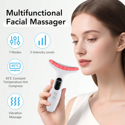 7-Colour LED Face & Neck Massager – Heated Facial Skincare Device