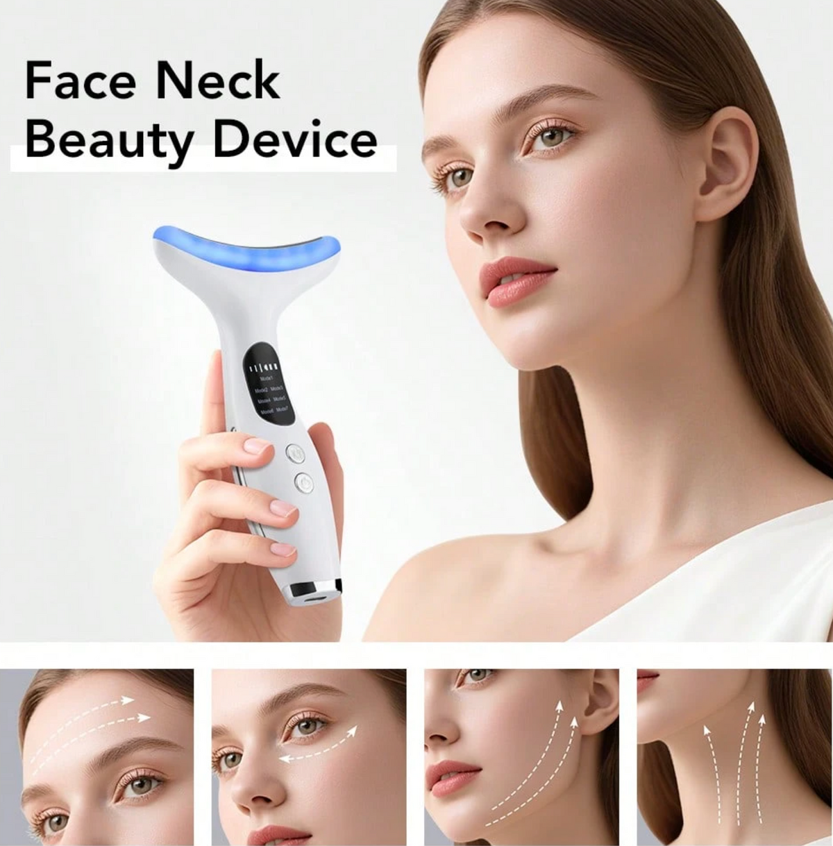 7-Colour LED Face & Neck Massager – Heated Facial Skincare Device
