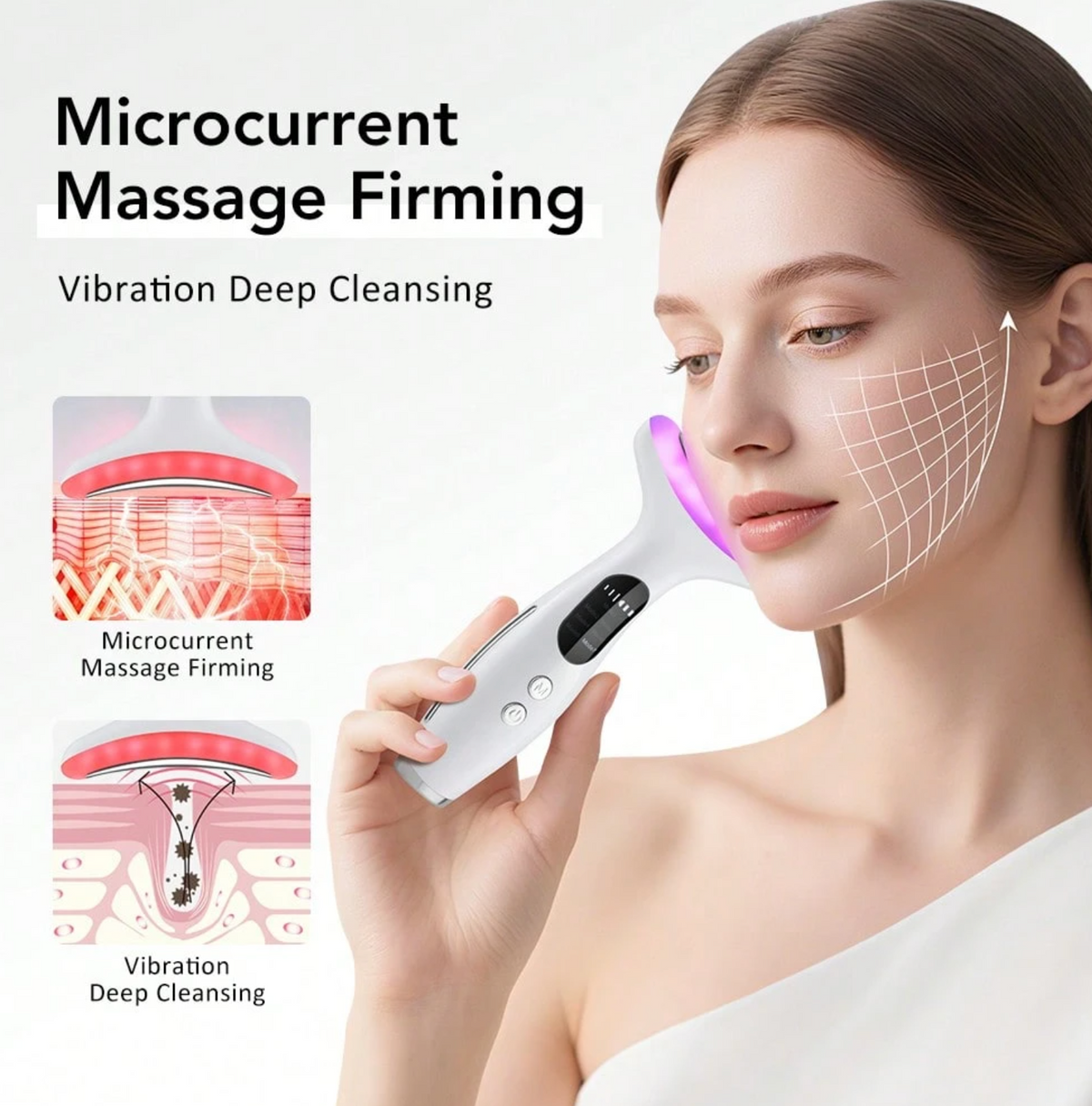 7-Colour LED Face & Neck Massager – Heated Facial Skincare Device