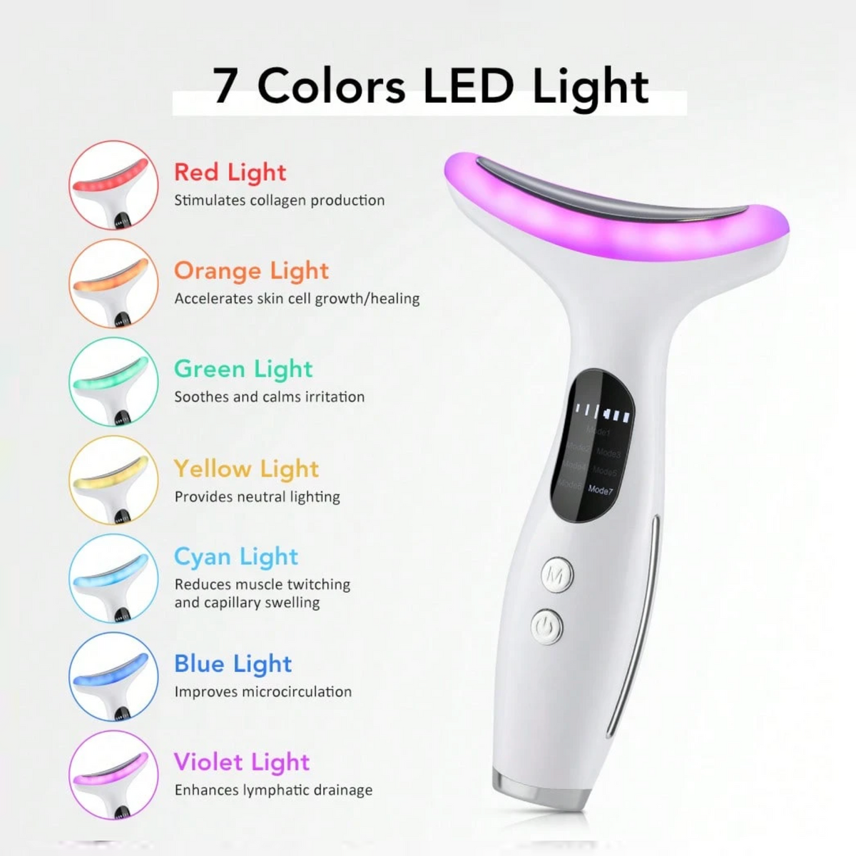 7-Colour LED Face & Neck Massager – Heated Facial Skincare Device