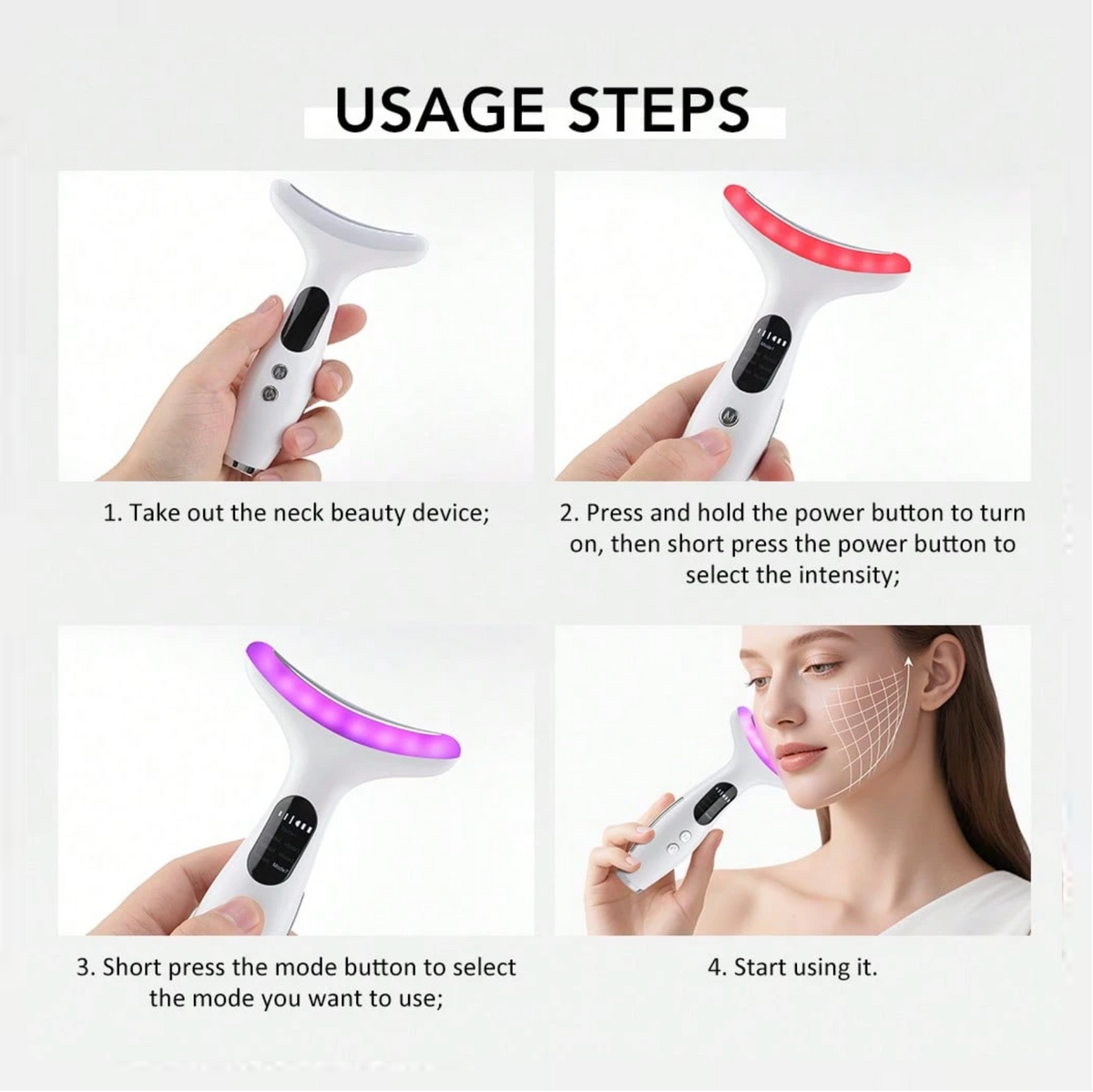 7-Colour LED Face & Neck Massager – Heated Facial Skincare Device