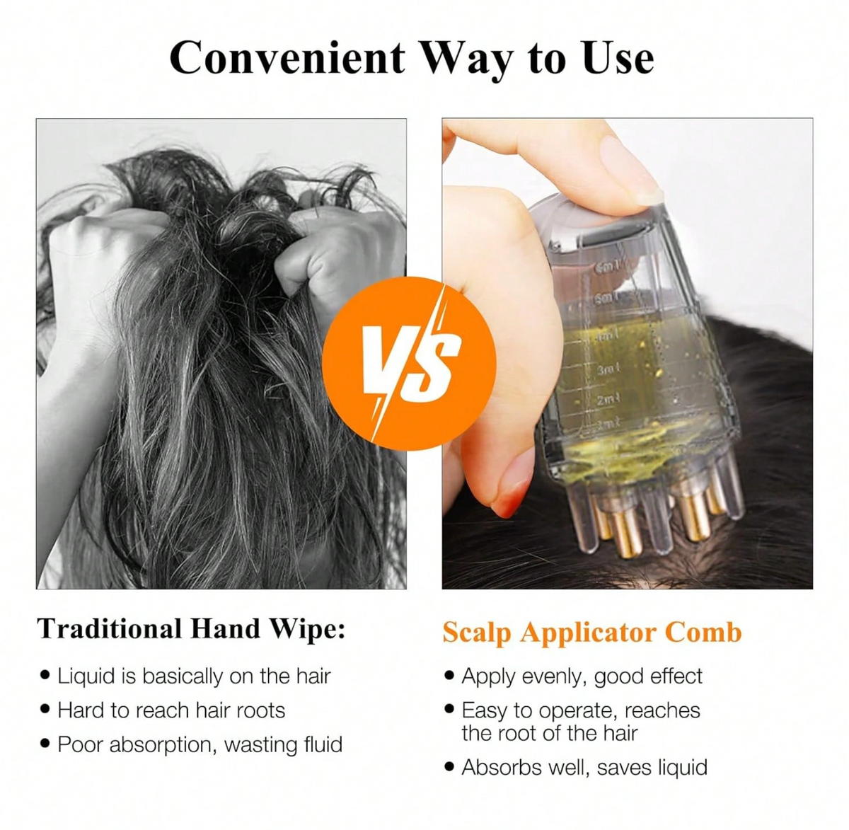 Scalp Oil Applicator & Massage Brush – 6ml Hair Serum Roller Bottle
