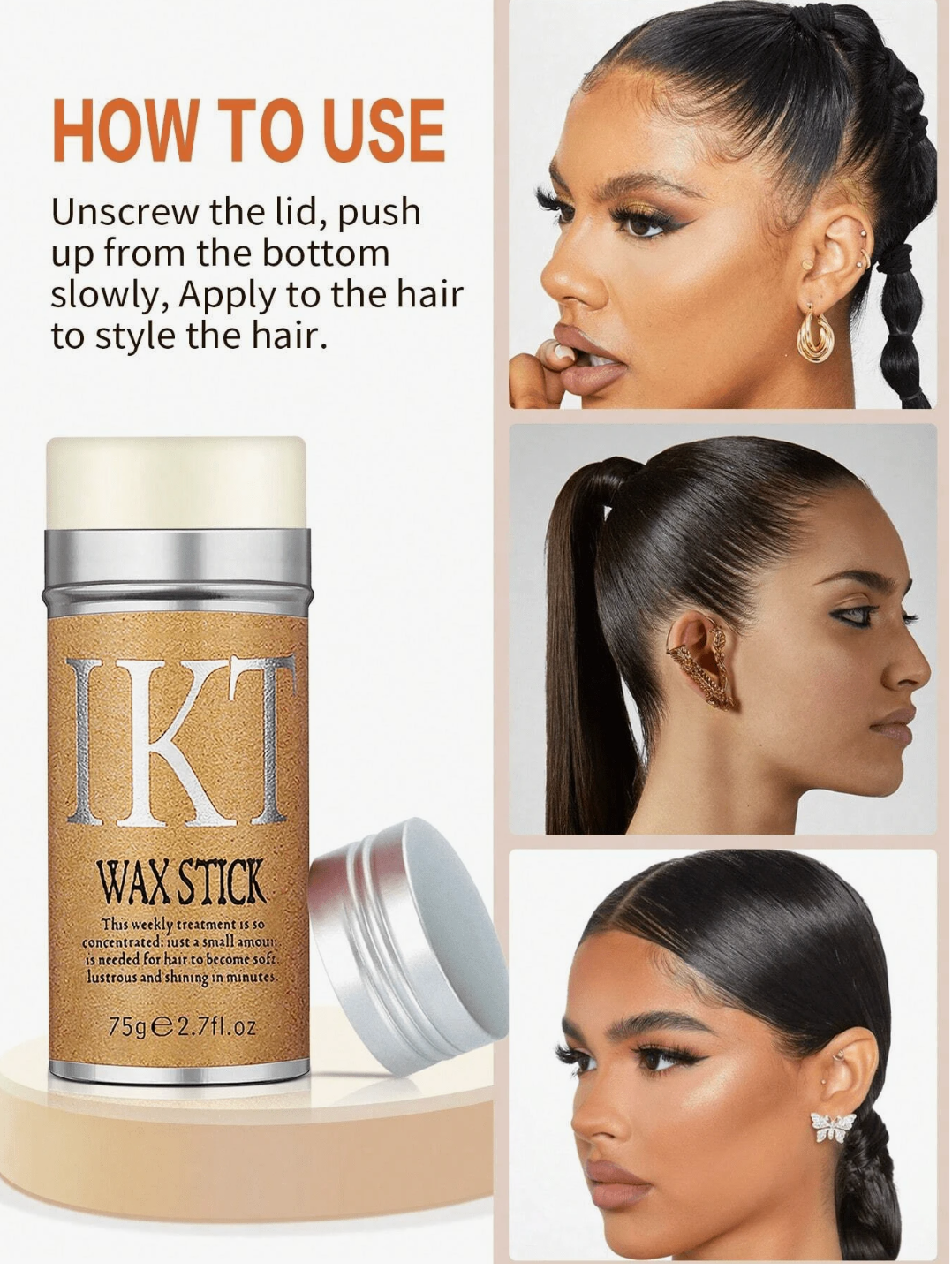 Hair Wax Stick for Wigs & Natural Hair – Frizz & Flyaway Control