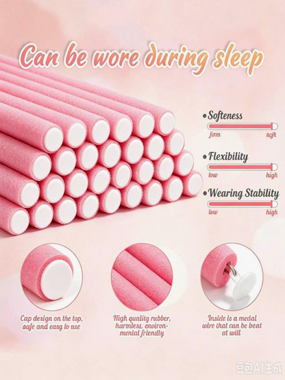 Flexible Foam Hair Curling Rods with Rat Tail Comb