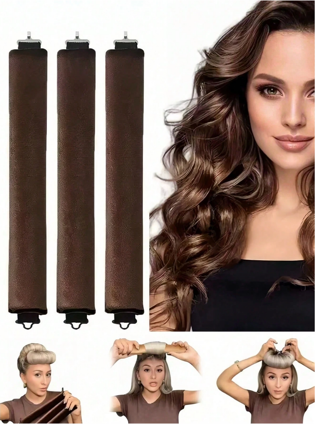 3-Piece Heatless Hair Curler Set