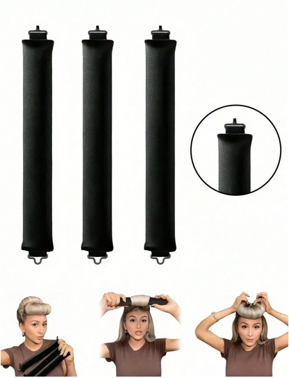 3-Piece Heatless Hair Curler Set