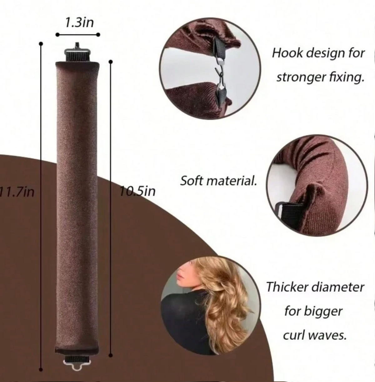 3-Piece Heatless Hair Curler Set