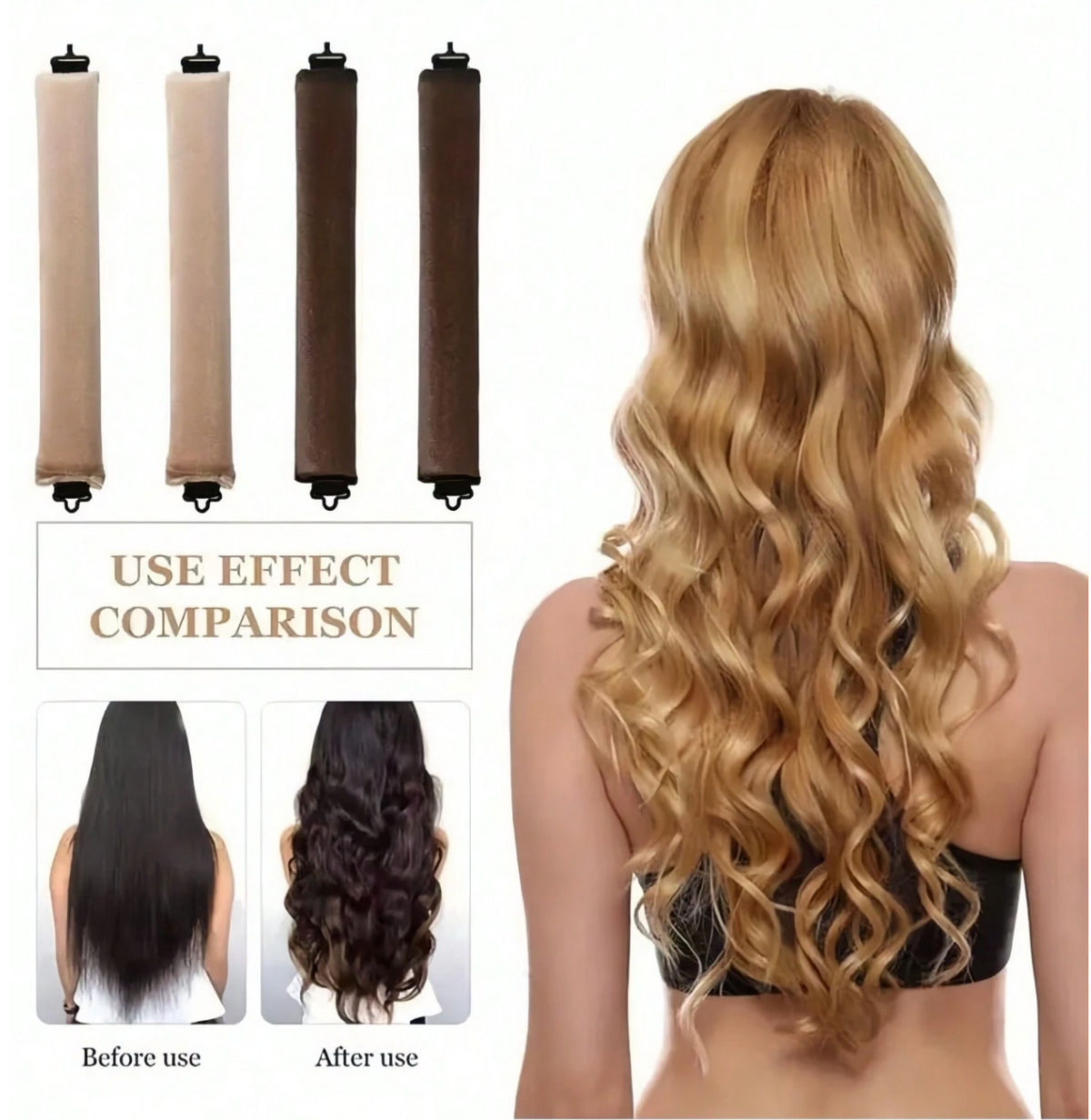 3-Piece Heatless Hair Curler Set