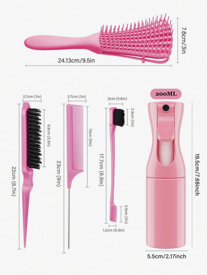 Hair Brush & Styling Comb Set with 200ml Spray Bottle