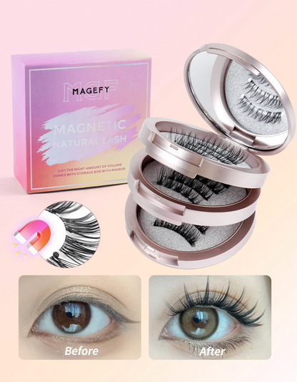 3-Pair Short Magnetic False Eyelashes with Applicator