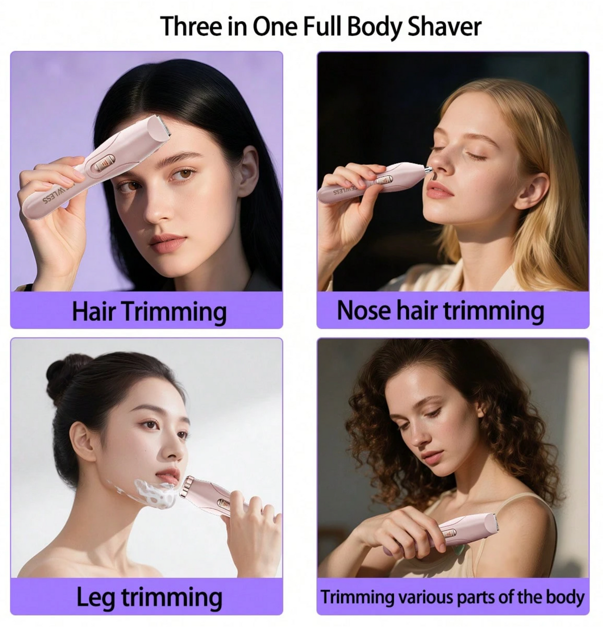 3-in-1 Rechargeable Electric Shaver for Women