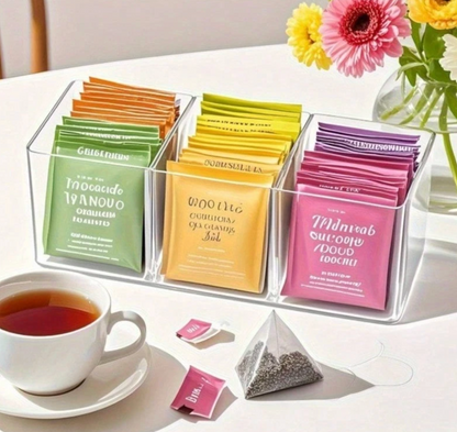 3-Compartment Tea Bag Storage Box