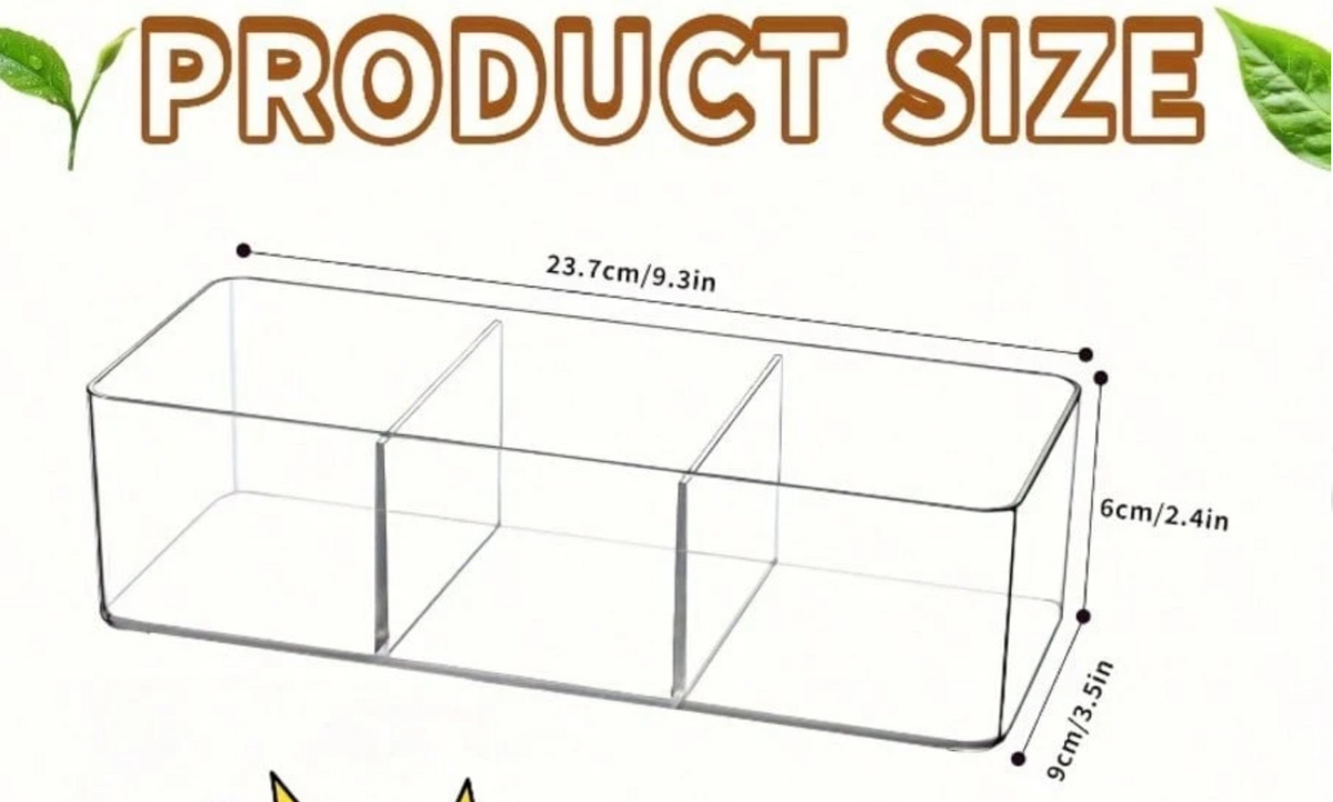 3-Compartment Tea Bag Storage Box