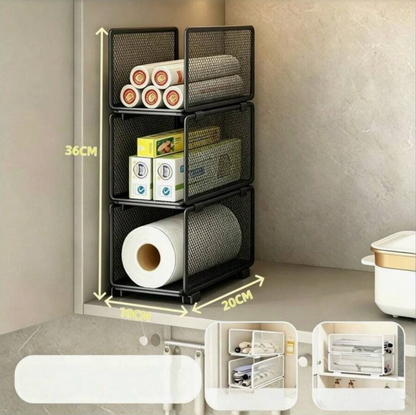 3-Piece Stackable Metal Storage Rack