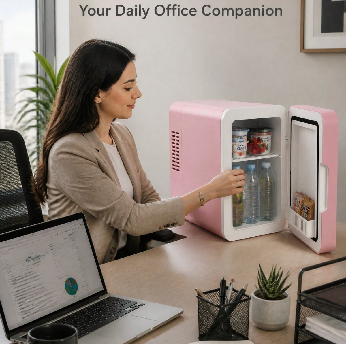 4L Skincare Mini Fridge with 3-Colour LED Mirror