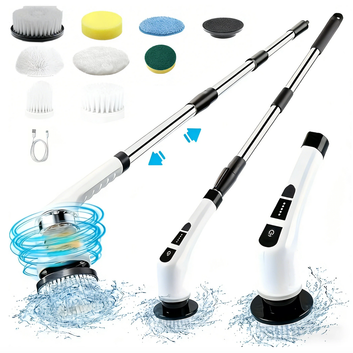 Cordless Electric Spin Scrubber with 8 Brush Heads