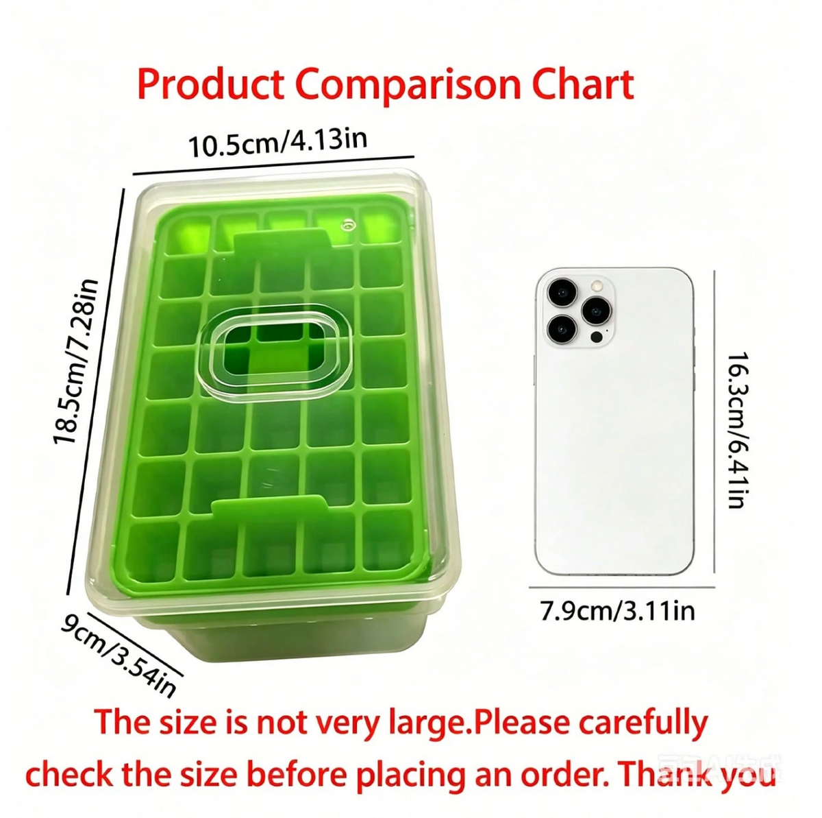 Easy-Release Ice Cube Tray with Scoop & Storage Box 68 Grid