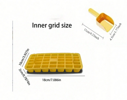Easy-Release Ice Cube Tray with Scoop & Storage Box 68 Grid