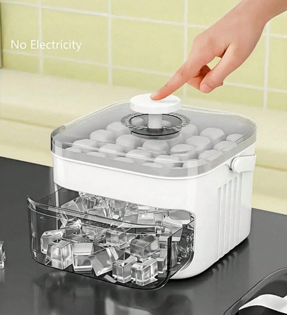 Manual Press Ice Cube Maker with Storage Drawer