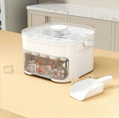 Manual Press Ice Cube Maker with Storage Drawer