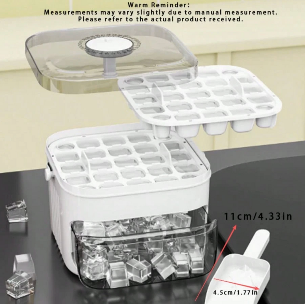 Manual Press Ice Cube Maker with Storage Drawer