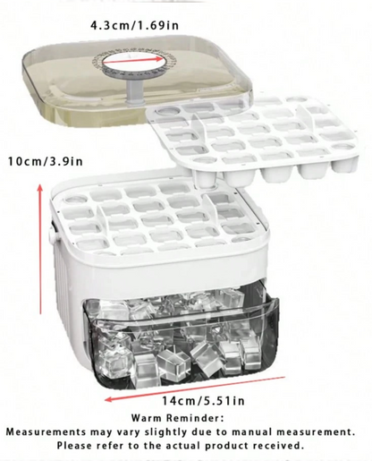 Manual Press Ice Cube Maker with Storage Drawer
