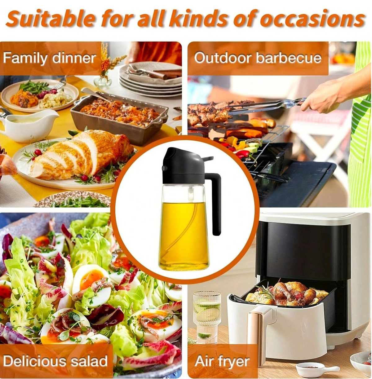 2-in-1 Oil Sprayer & Dispenser Bottle