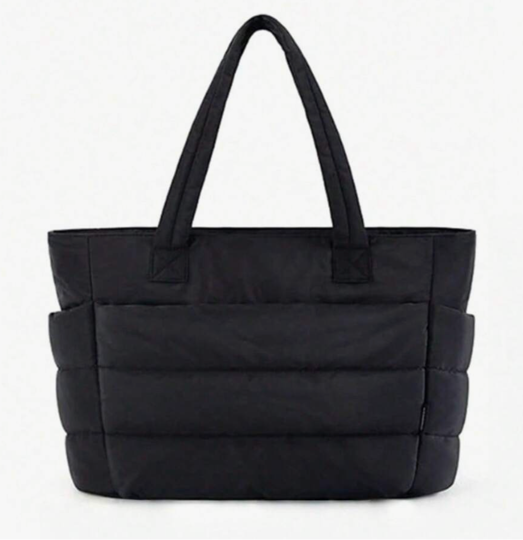 Large Quilted Tote Bag with Laptop Sleeve