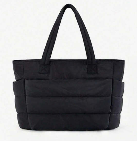 Large Quilted Tote Bag with Laptop Sleeve