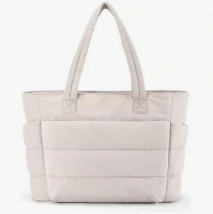 Large Quilted Tote Bag with Laptop Sleeve