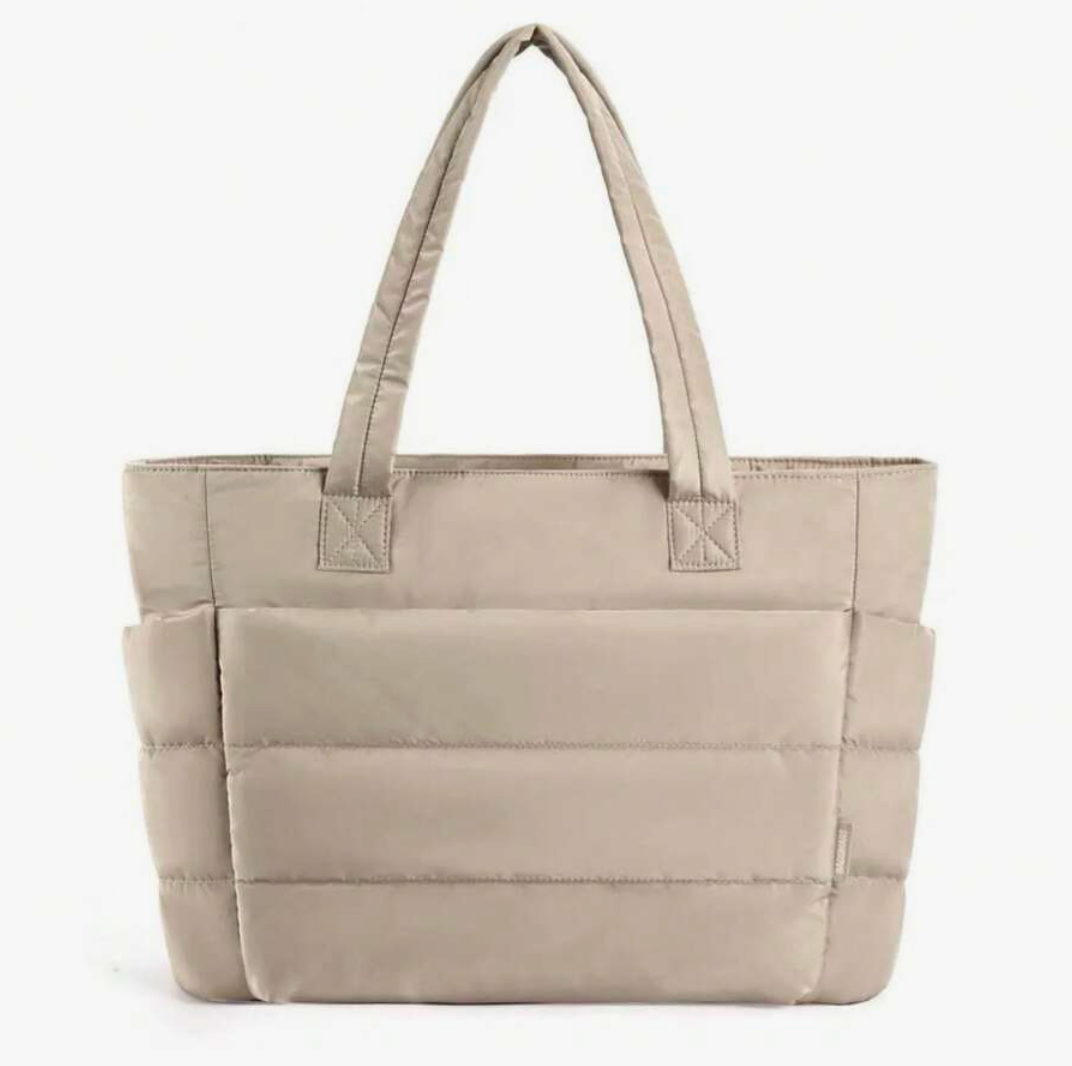 Large Quilted Tote Bag with Laptop Sleeve