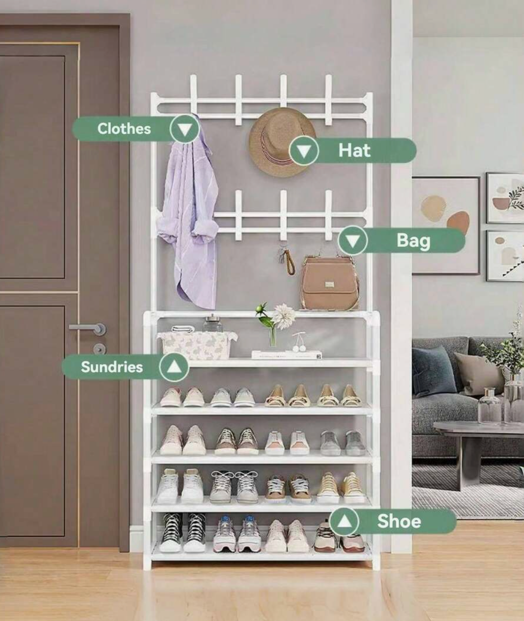 3-in-1 Multi-Tier Shoe & Hat Storage Rack