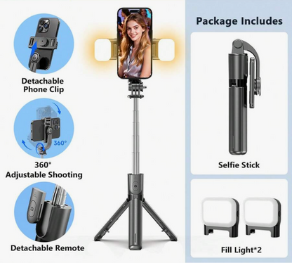Wireless Selfie Stick Tripod with LED Light