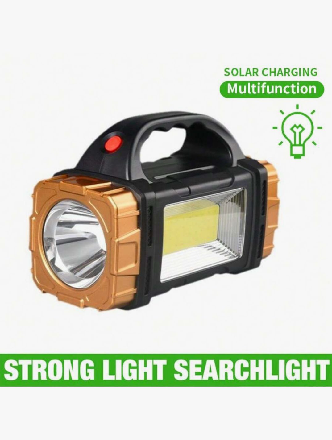 Rechargeable LED Flashlight – 1800-Lumen Solar COB Tactical Torch with 6 Modes