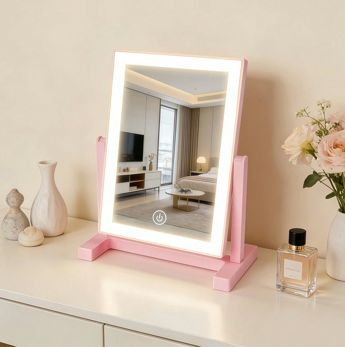 3-Colour LED Makeup Mirror – Rechargeable Folding Touch-Control Vanity Mirror