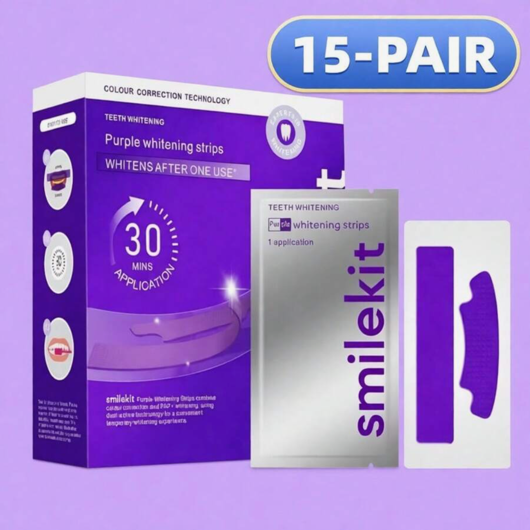Teeth Whitening Strips – 28-Piece Purple Deep-Cleaning Oral Care Strips