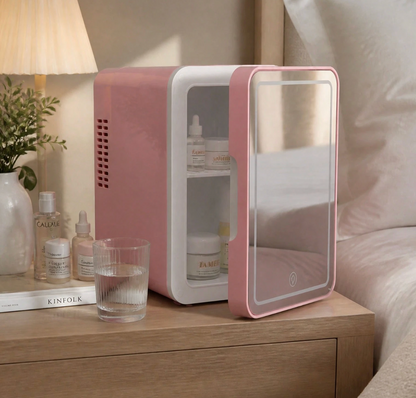 4L Skincare Mini Fridge with 3-Colour LED Mirror
